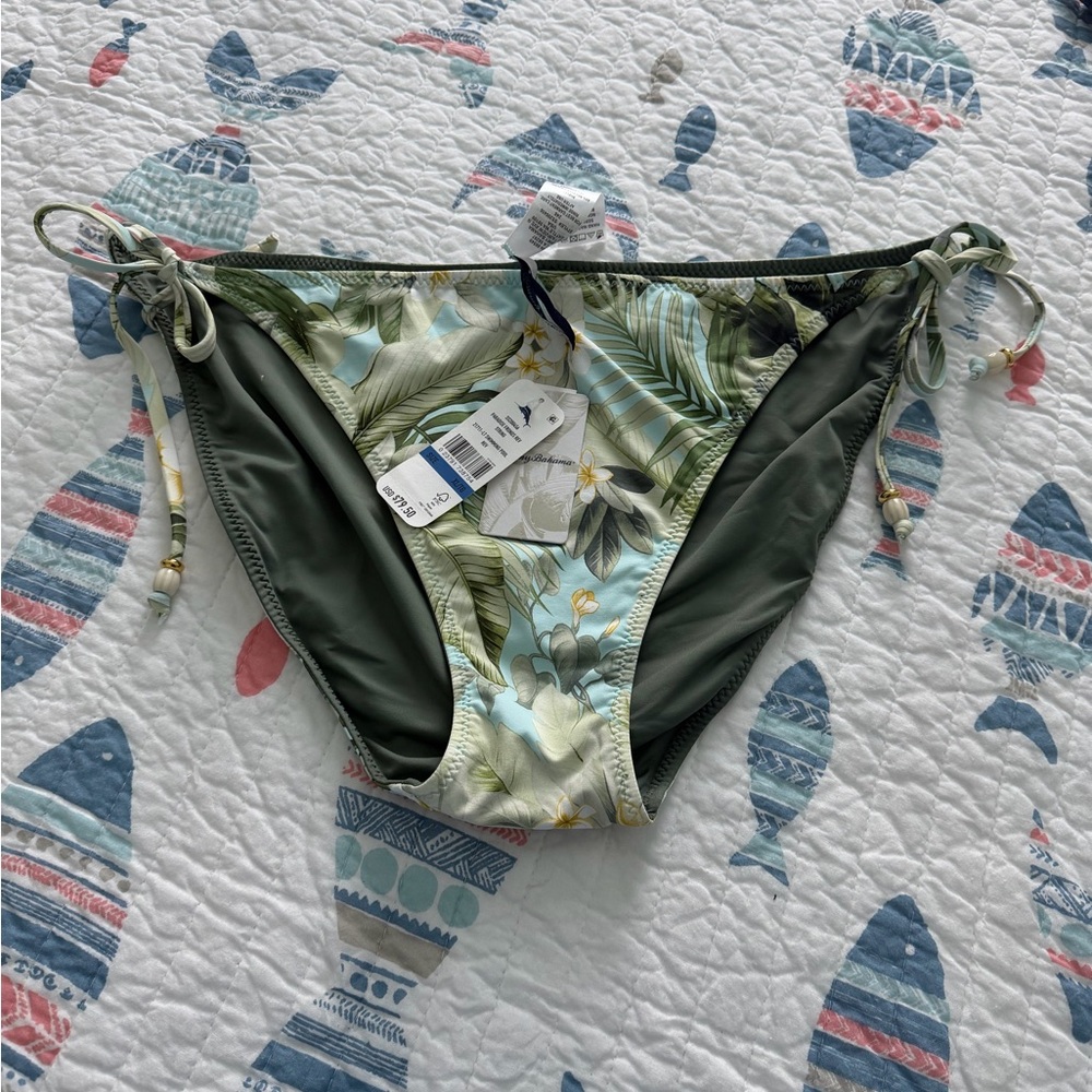 Tommy Bahama Olive Green Tropical Tie-Side Bikini Bottom